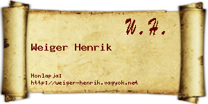 Weiger Henrik névjegykártya